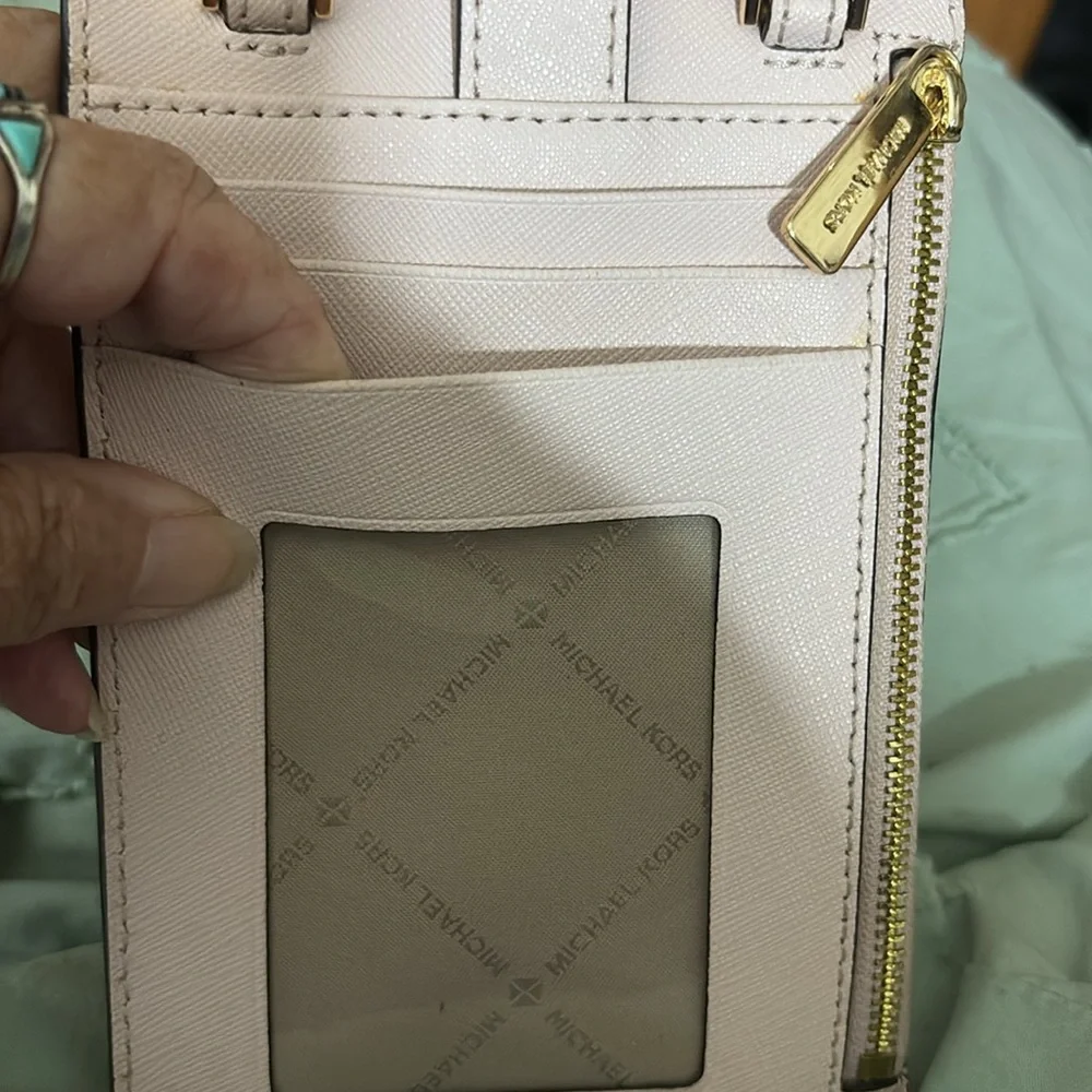 Michael Kors White Leather Phone Holster with Adjustable Strap